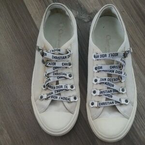 Dior Women's Sneakers in Cream with Black Accents